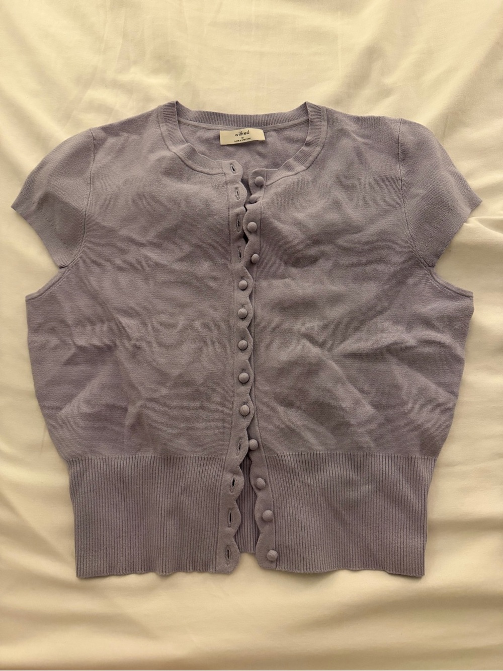 Wilfred Lavender Short Sleeve Button-Up Cardigan
